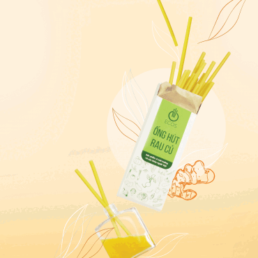 Hộp ống hút rau củ ECOS vị nghệ cam vàng